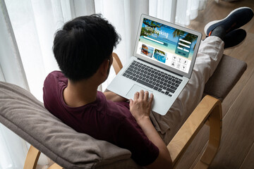 Obraz na płótnie Canvas Online hotel accommodation booking website provide modish reservation system . Travel technology concept .