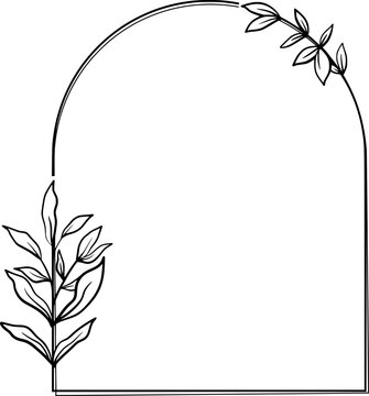 recommend clip art: Rustic arch floral frame with hand drawn leaves simple and minimalist frame design