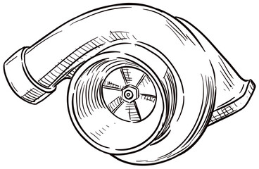 car turbo machine handdrawn illustration