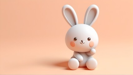 Fototapeta premium 3d Cute Easter Bunny on peach background