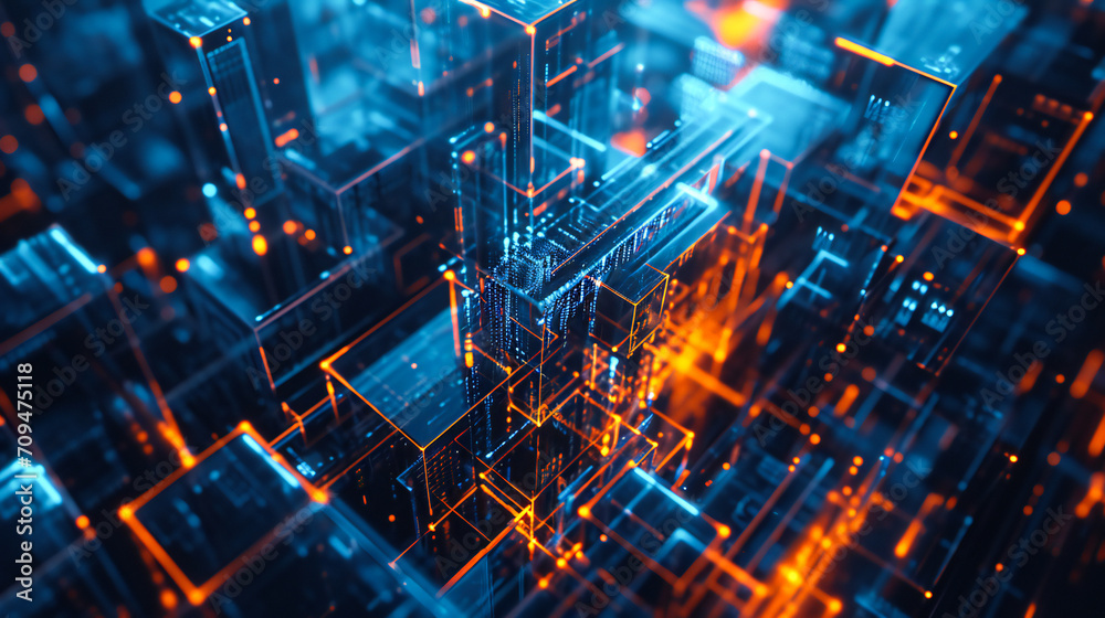 Poster abstract computer architecture composition. information technology and artificial intelligence conce