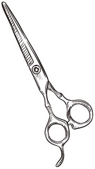 barber scissors handdrawn illustration - obrazy, fototapety, plakaty