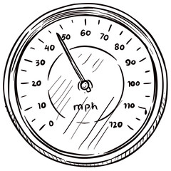 speedometer handdrawn illustration - obrazy, fototapety, plakaty