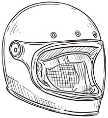 motorbike helmet handdrawn illustration
