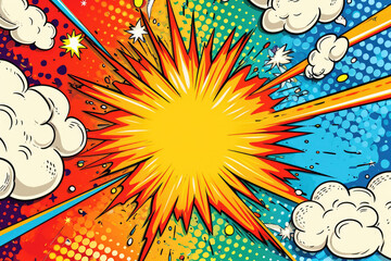 A pop art style with comic bubbles. Comic art illustration background