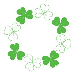 Abstract shamrock frame with top and bottom border in trendy green. Concept for St. Patrick greeting