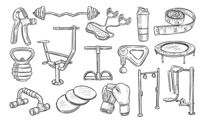 fitness equipment handdrawn collection
