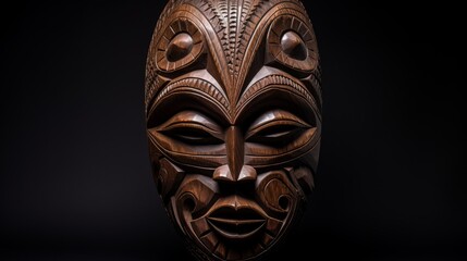Intricately carved wooden mask used in traditional rituals