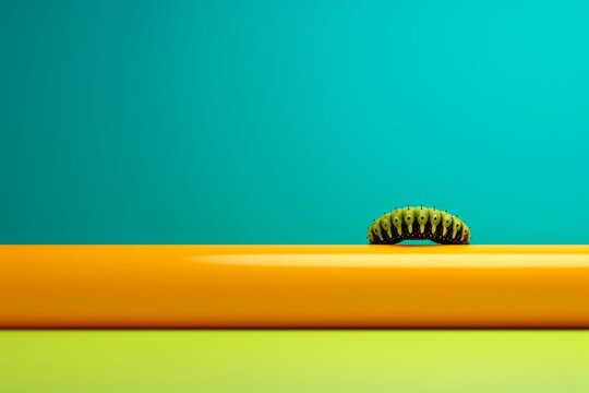 A toothbrush is seen on a table, its presence creating a surreal and playful composition.