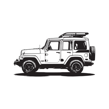 black and white jeep side view clip art preview