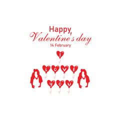 Vector happy valentines day greeting wishes decorative paper hearts card