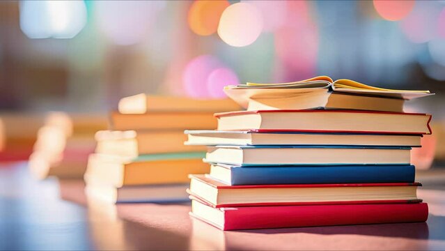 Closeup of a stack of colorful books, symbolizing the knowledge and skills gained through youth leadership and empowerment programs.