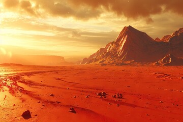 Fototapeta na wymiar A mars landscape, the red planet.
