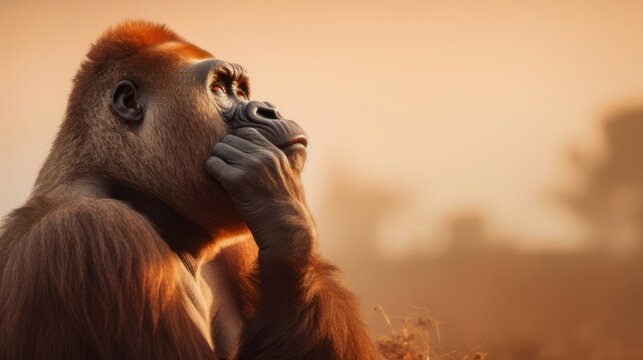 A Close Up Of A Monkey With Its Hands On His Face