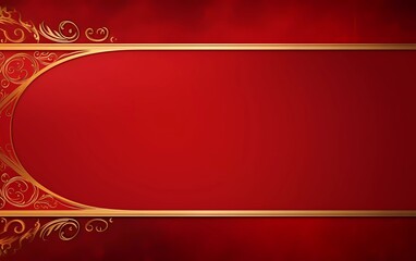 Red background and gold border with space, Chinese New Year concept. generative ai
