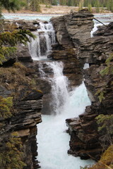 waterfall in the mountains, Jasper National Park, Alberta