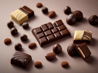 Obraz premium varieties of chocolates on a light background