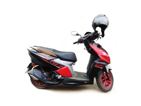 Guwahati, Assam, India - January 13, 2024 : TVS NTORQ Race XP, India's 1st 125cc scooter with more than 10hp power. XP or Xtra Power makes ride powerful. 