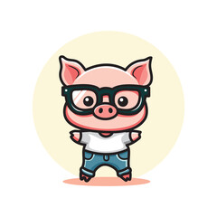 cute cheerful pig vector design illustration