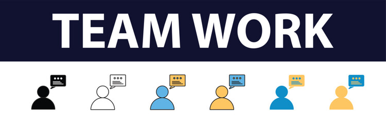 Obraz premium Business teamwork, team building, work group and human resources minimal thin line web icon set. Outline icons collection. Simple vector illustration. Minimal and Modern. Color Fill 