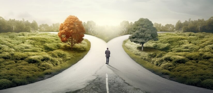 A person on two roads chooses the best chances for environmental protection.