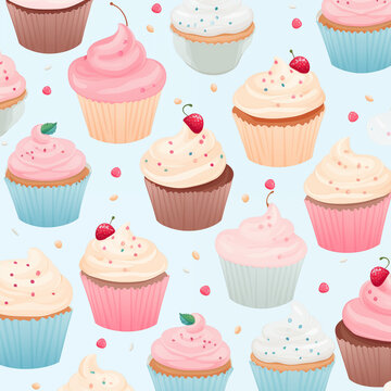 pattern with cupcakes