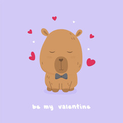 Cute lovely capybara with bow tie