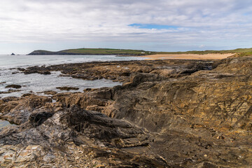 The rocks and the beach in Treyarnon Bay, Cornwall, England, UK