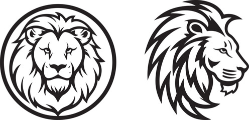 minimal style lion head logo design illustration generative ai - obrazy, fototapety, plakaty