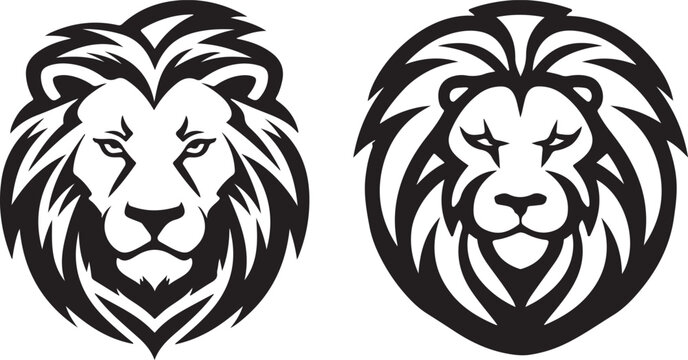 minimal style lion head logo design illustration generative ai