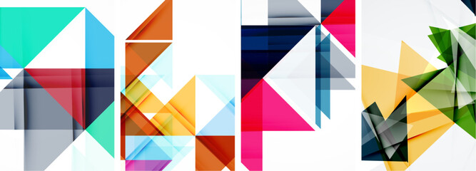 Set of abstract random triangle composition backgrounds. Vector illustration for for wallpaper, business card, cover, poster, banner, brochure, header, website