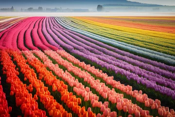 Tuinposter field of tulips in spring © Jacek