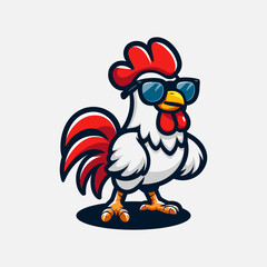 cute retro cartoon chicken mascot. Chicken Logo Cartoon Character. A funny Cartoon Rooster chicken