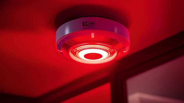 A smoke detectors red light flashes as it detects the first signs of a fire, giving residents precious time to escape.