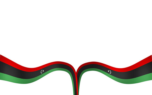 Libya flag element design national independence day banner ribbon png
