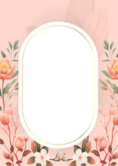 Peach and white elegant watercolor background with flora and flower