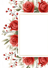 Red and white modern background watercolor invitation with floral and flower