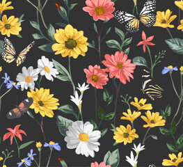 Obraz premium seamless flower pattern vector illustration