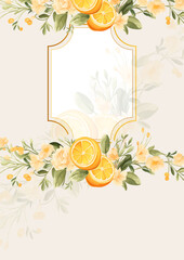 Yellow white and beige modern background invitation template with floral and flower