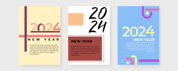 Fototapeta premium Colorful colourful vector colorful and interconnected new year 2024 design greeting card