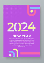 Colorful colourful vector colorful and interconnected new year 2024 design greeting card