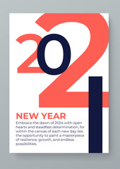 Red white and black vector happy new year 2024 text typography design element greeting card design