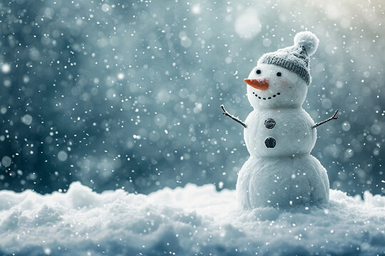 An image of a snowman in a stormy weather - Generative AI
