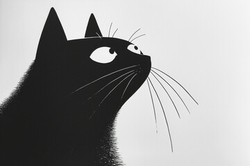 black cat, handdraw，Japanese comics，anime style