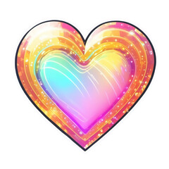 Glowing heart. Abstract heart. Heart with rays of light. Illustration of a heart. Valentine's day background with heart and lights. heart shaped sticker for your design. rainbow heart. transparent