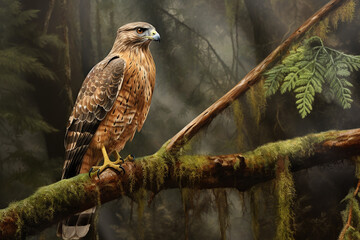 red tailed hawk buteo - obrazy, fototapety, plakaty