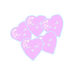 Beautiful children's sketch Four Adorable Hearts in Purple color