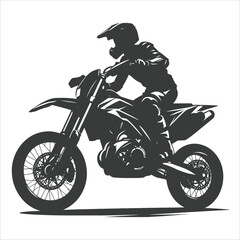 Fototapeta premium Motocross rider silhouette black filled vector Illustration