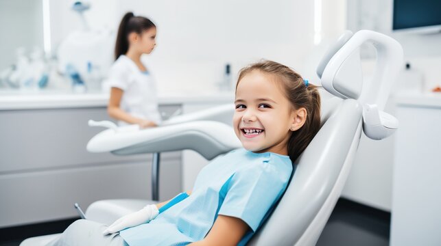 A high-quality photograph capturing the genuine smiles of children in a dental office, applying the artistic flair