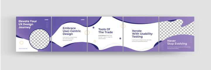 How to be better ux designer media carousel, Linkedin and Instagram carousel template for design coach, EPS vector illustration. © Vectdesign